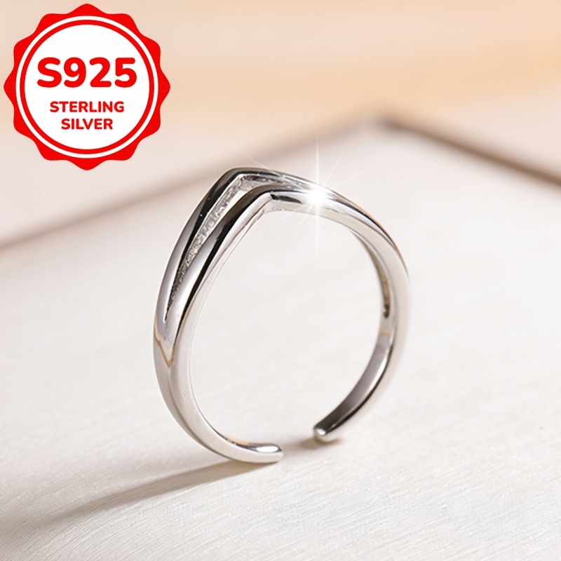 Women's V-Shaped Double Layer Toe Ring, S925 Silver Adjustable Ring